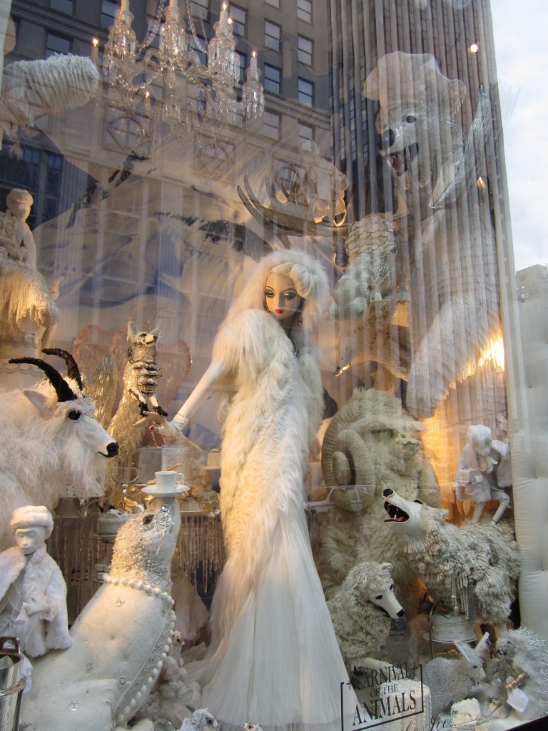 Elaborate window display at Bergdorff Goodman along Fifth Avenue