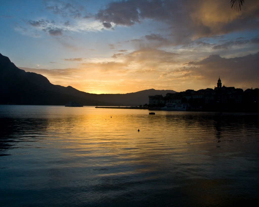 Sunrise on the island of Korcula, Croatia