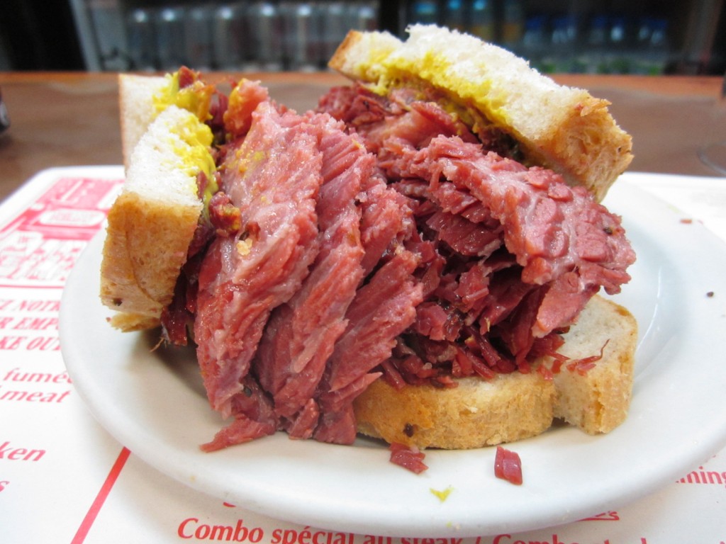 Montreal's famous "shaved meat" at Schwartz's Jewish Deli