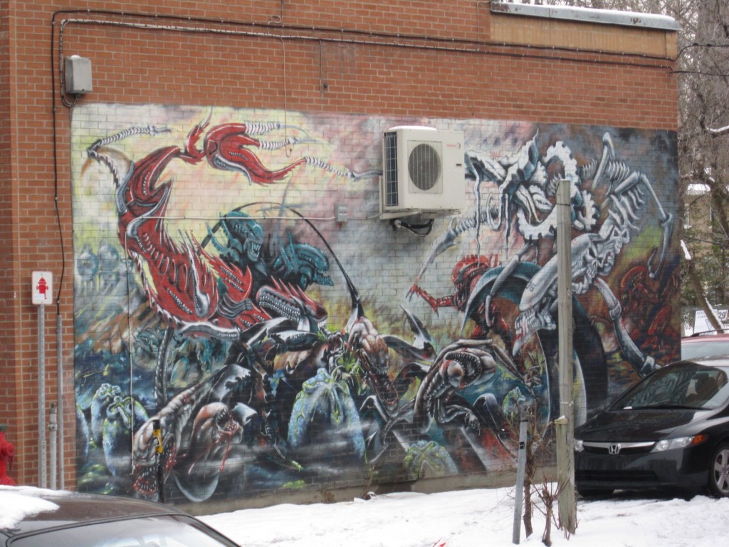 A violent clash of alien figures