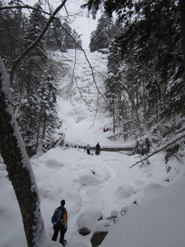 Approaching a very frozen Arethusa Falls. At 200 ft., it is New Hampshire's tallest waterfall. 