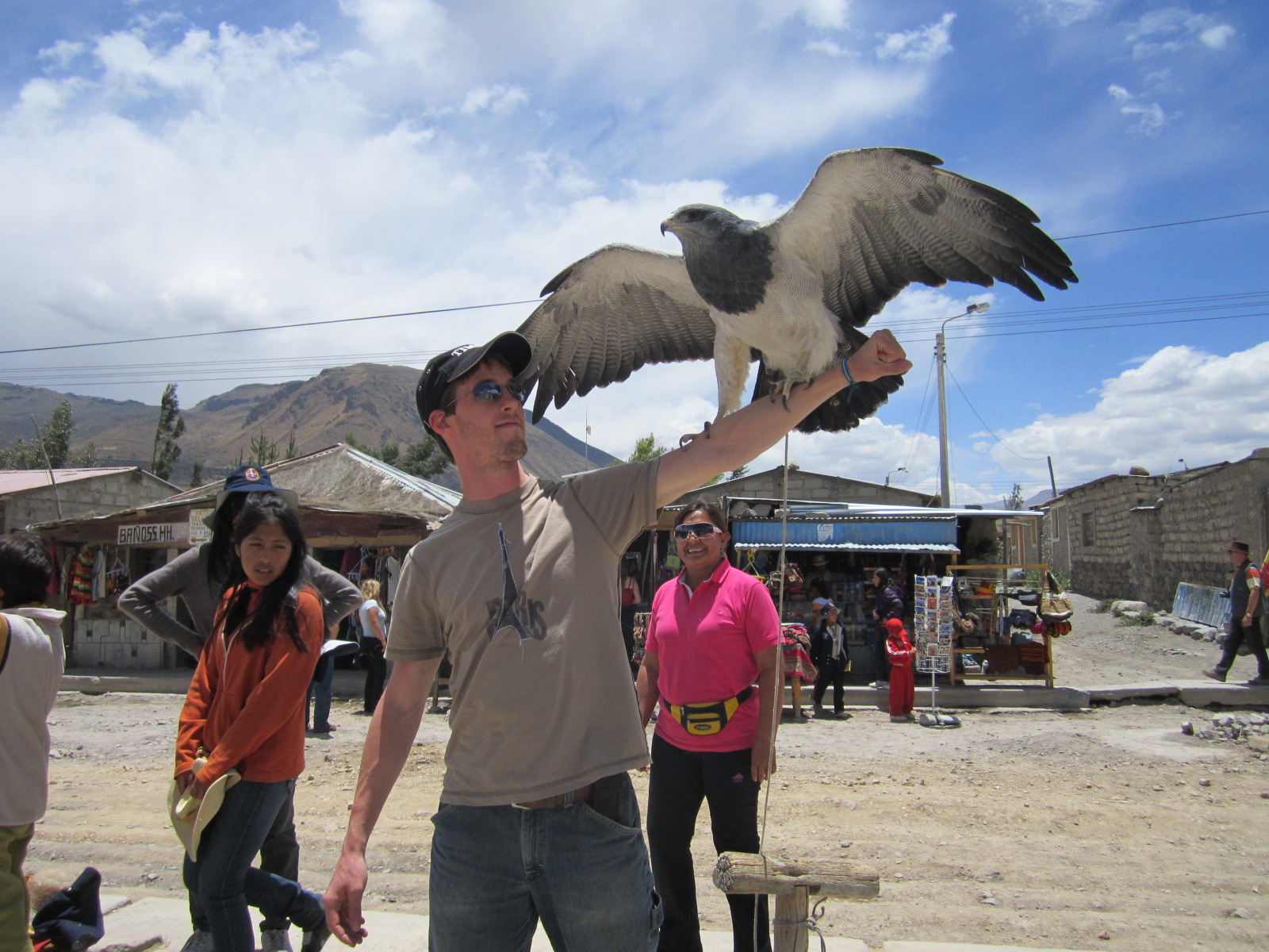 And before we left, a condor landed on my arm! Just kidding. It's somebody's pet falcon in one of the nearby villages.